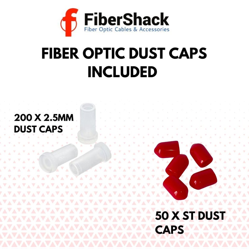 Fibershack - Fiber Optic Dust Cap Kit - Dual Fiber Dust Cap Kit Contains 200x 2.5mm Clear FC/SC/ST Optical Cable Covers & 50x Red ST Bulkhead Port Covers - in a Durable Snap Lock Carry case - Image 3